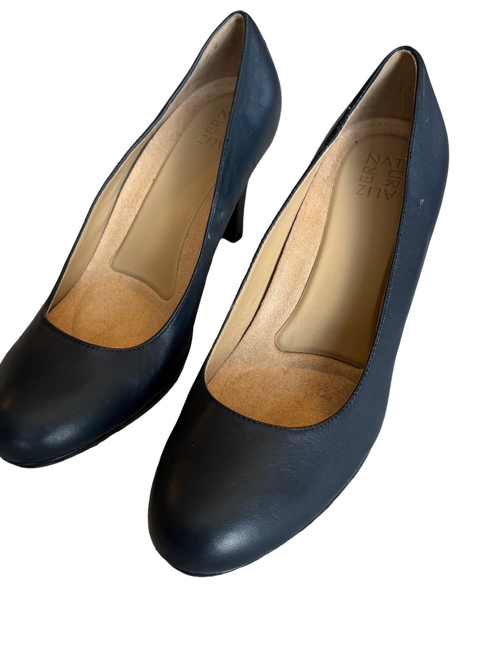 Naturalizer Classic Navy Round-Toe Women’s Pumps Size 12W Leather 3.5” - Picture 3 of 8